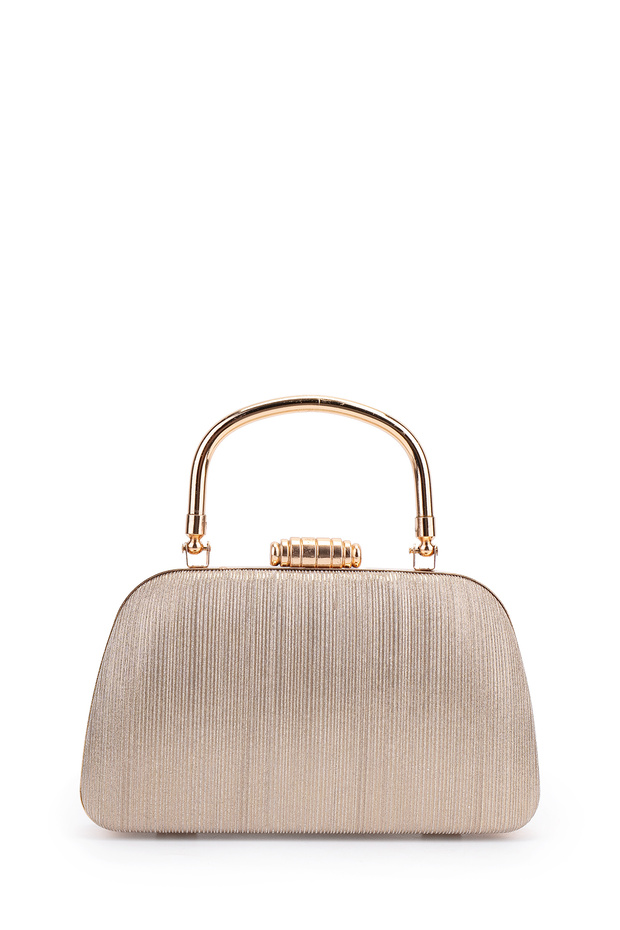 Aura Women's Evening Bag with Metal Handle and Chain Strap.