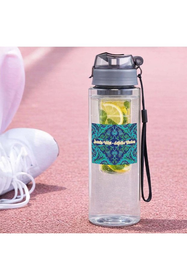 Detox-Designed Water Bottle with Filter Chamber -9, Bpa-Free Detox Water Bottle, Gray - 500 Ml.