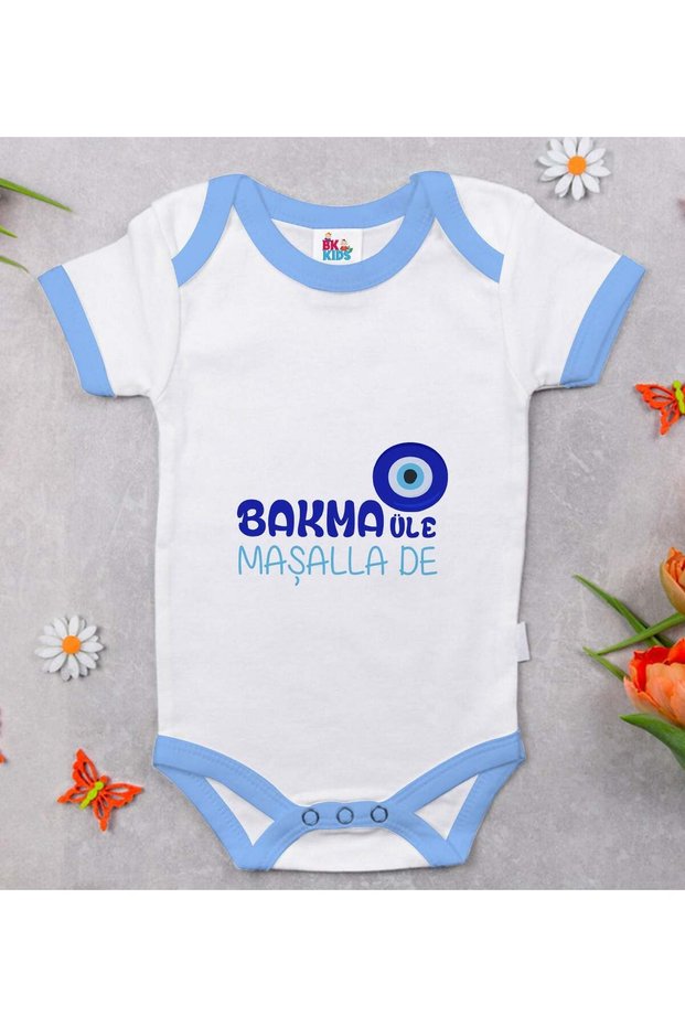 BK Kids "Maşalla" Design Blue Baby Bodysuit-1, 0-3 Months