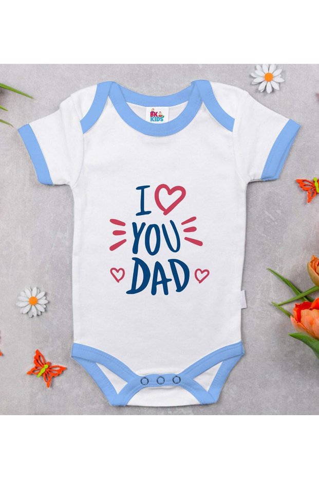 BK Kids "I Love You Dad" Blue Baby Bodysuit-1, 12–18 months
