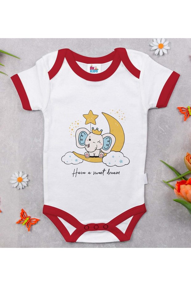 Bk Kids Have a Sweet Dream – Red Baby Bodysuit – Design 1 – 12-18 Months.