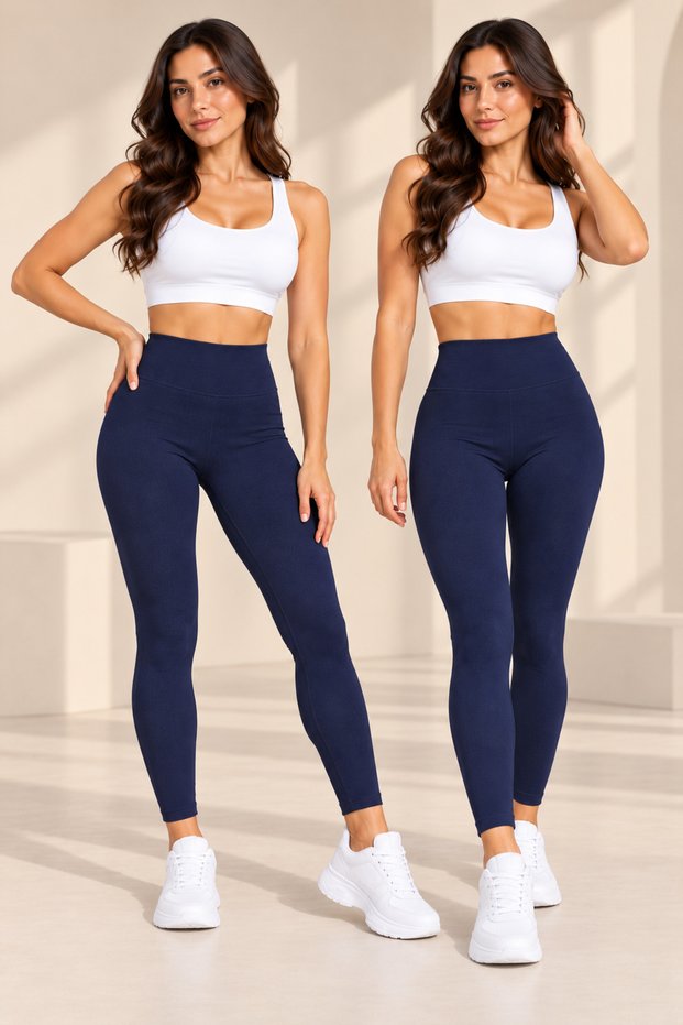 2-Piece Women's High-Waisted, Shaping, Stretchy Leggings, Suitable for Everyday Wear, Slim-Fit.