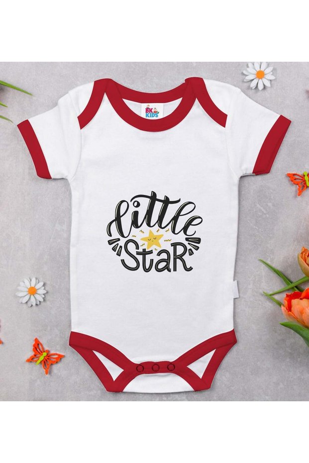 BK Kids Little Star-Printed Red Baby Bodysuit-1, 0–3 Months
