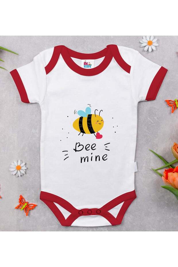 BK Kids "Be Mine" Design Red Baby Bodysuit-1, 0–3 Months