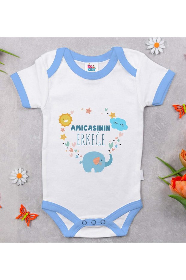 Bk Kids Uncle's Design Blue Baby Bodysuit for Boys - 1, 0-3 Months.