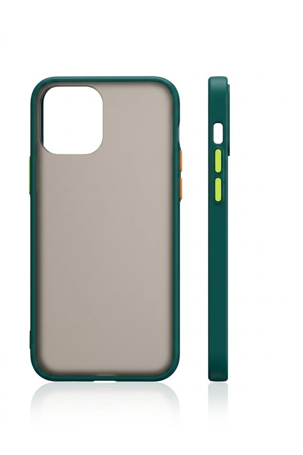 غطاء سيليكون لهاتف iPhone 13 Pro Max، باللون الأسود مع إطار أخضر.