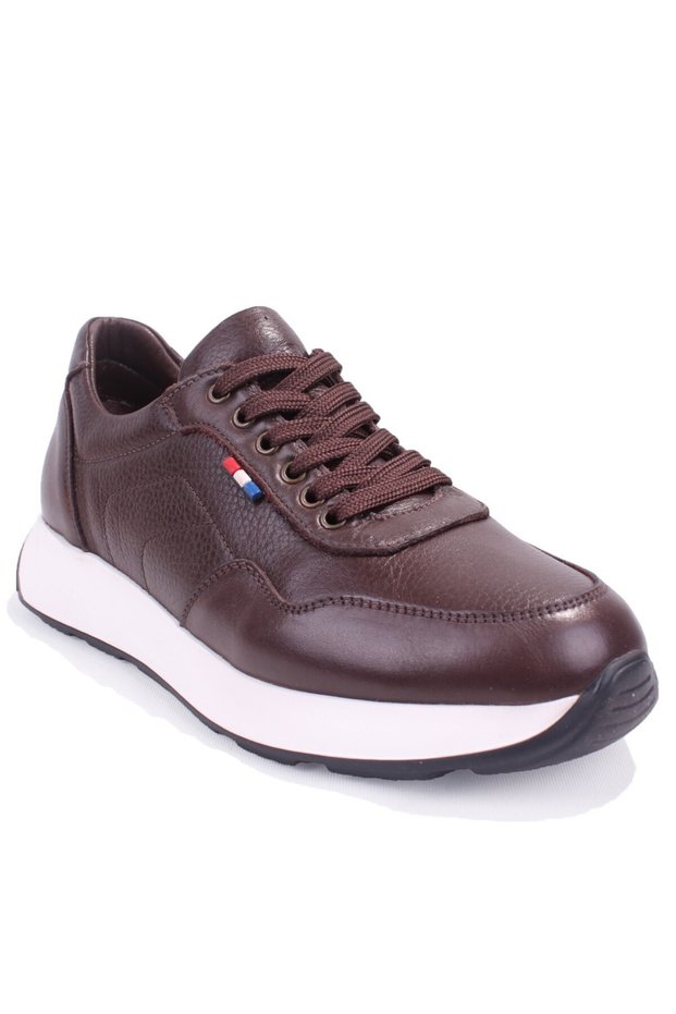 Dma08-1952 Coffee-Colored Orthopedic Daily Lace-Up Men's Leather Shoes.
