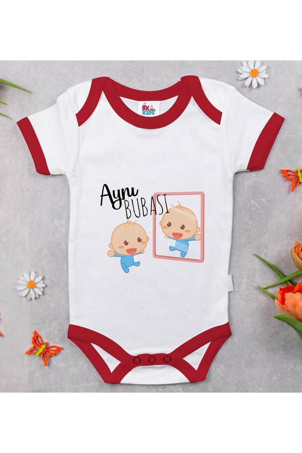 Bk Kids Red Baby Bodysuit with the Same Bubá Design - 1, 0-3 Months.