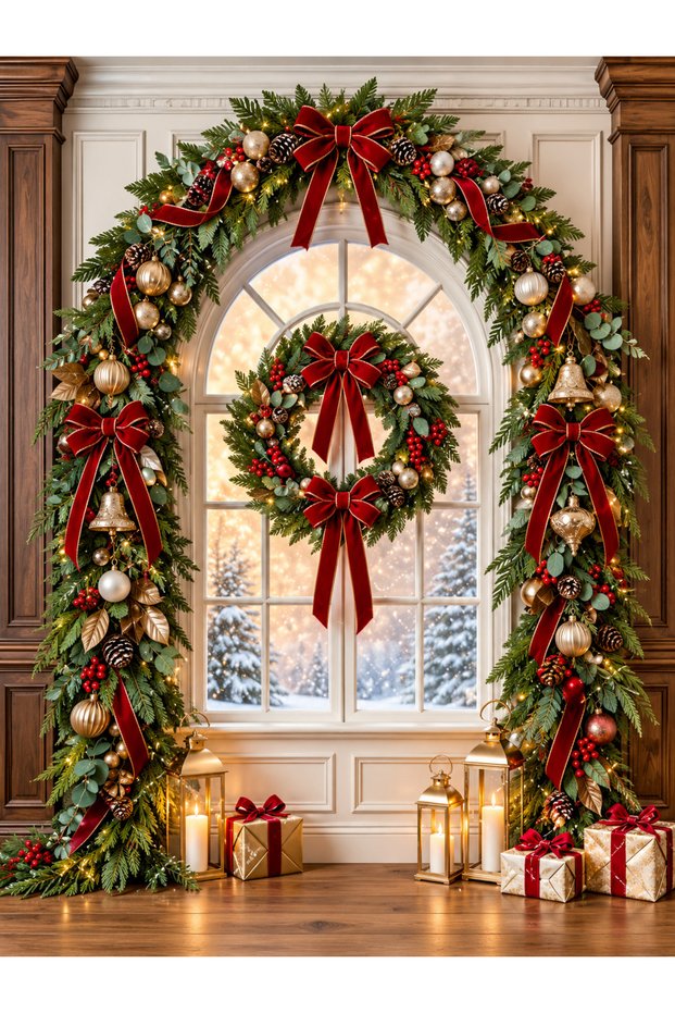 Christmas Themed, Welcome New Year, Happy New Year, Photo Shoot, Celebration, School Event Fabric Backdrop