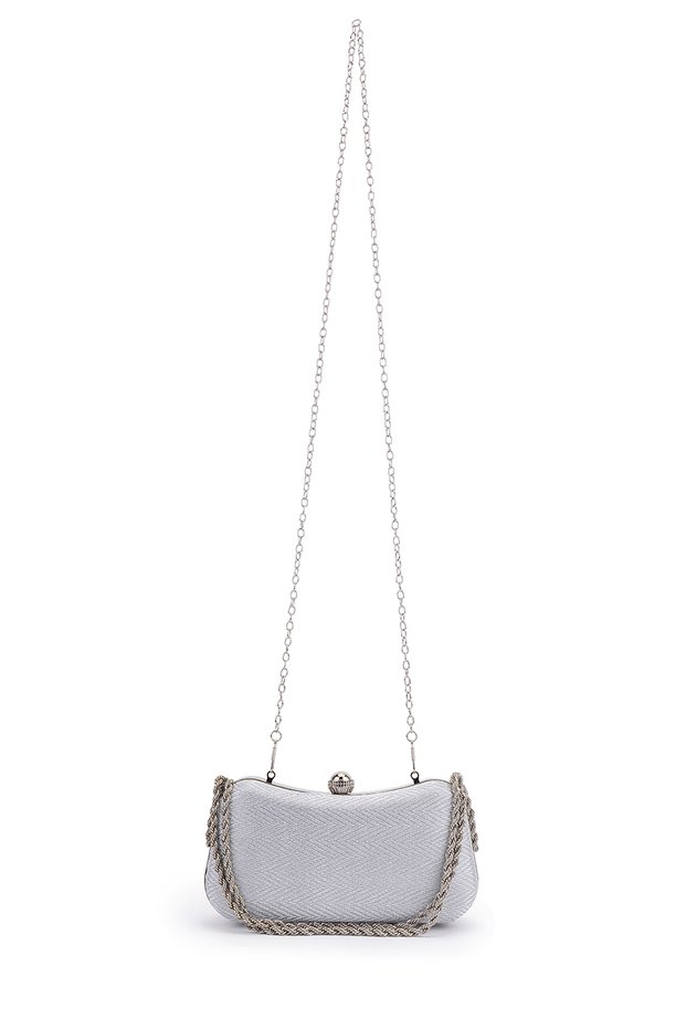 Studded, Clip-On, Double-Chain Strap Matrix Women's Evening Bag
