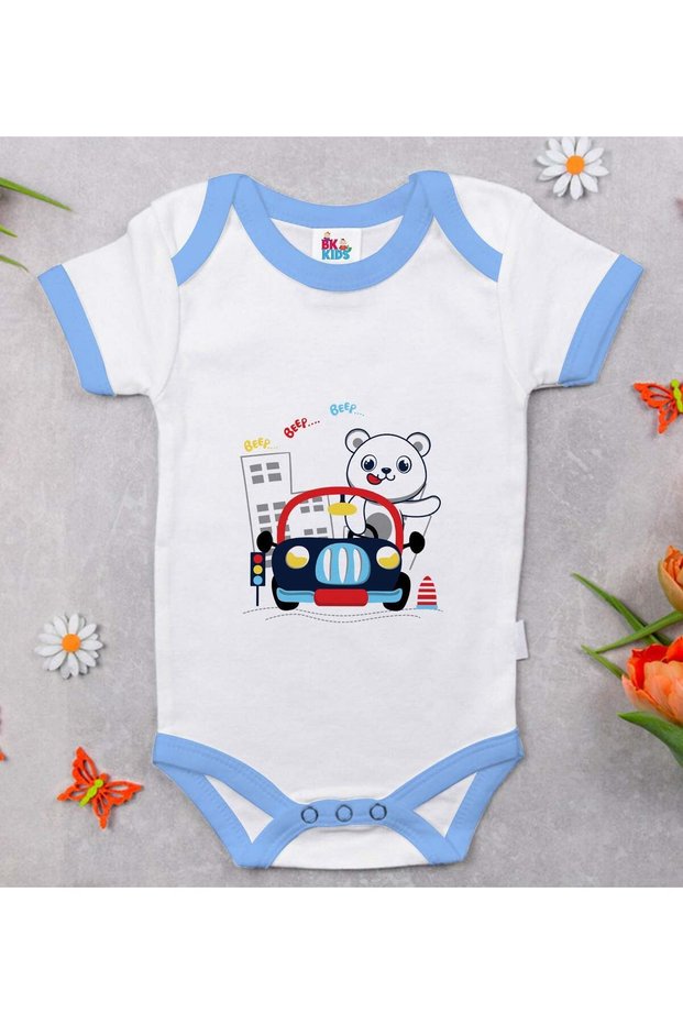 BK Kids Cute Driver-Printed Blue Baby Bodysuit-1, 12–18 months