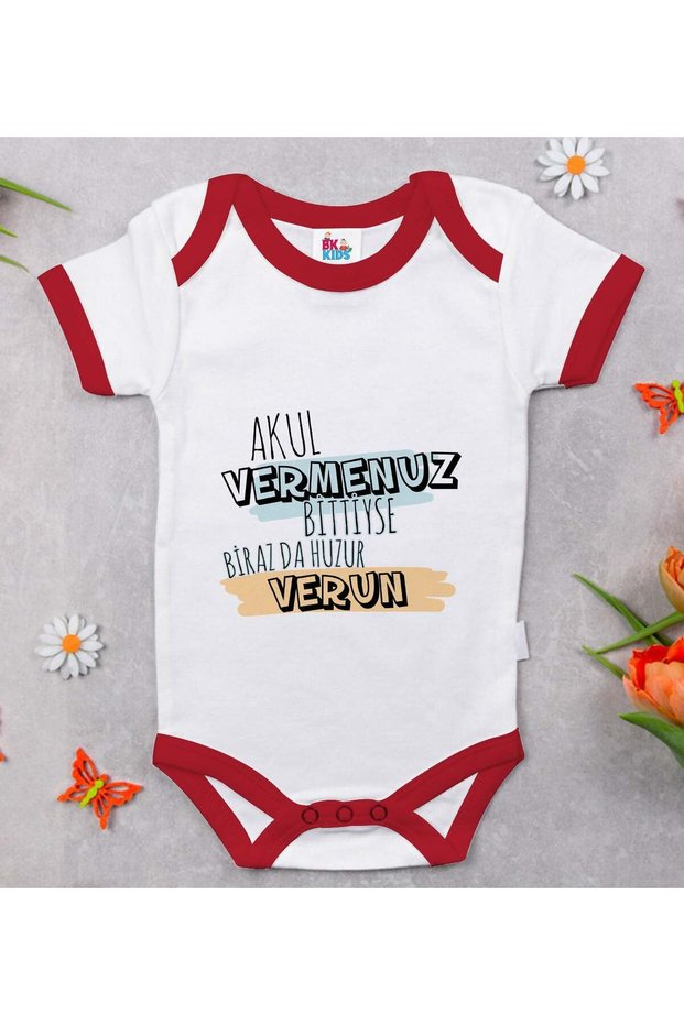 Bk Kids Akul Vermenuz Bittiyse Designed Red Baby Bodysuit - 1, 0-3 Months.
