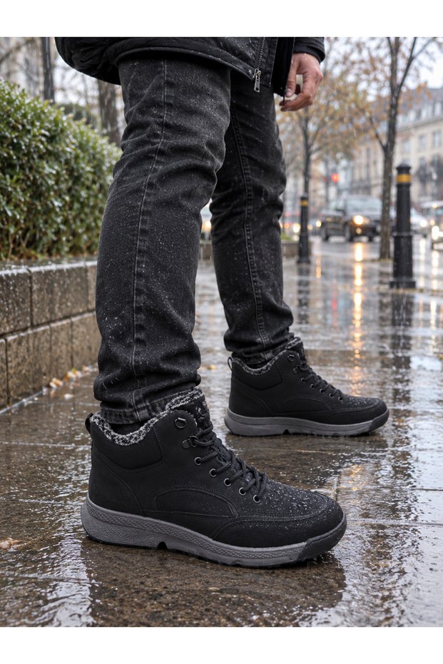 Konay 831 Water and Rain Resistant Pull-Up Genuine Leather Half Boots with a Wool Lining.