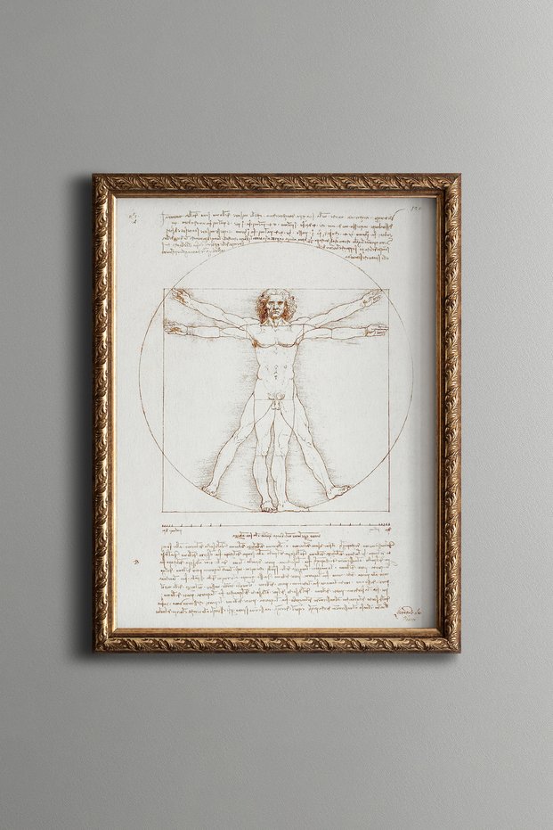 Vitruvian Man - Vintage Patterned Painting - Slim Model