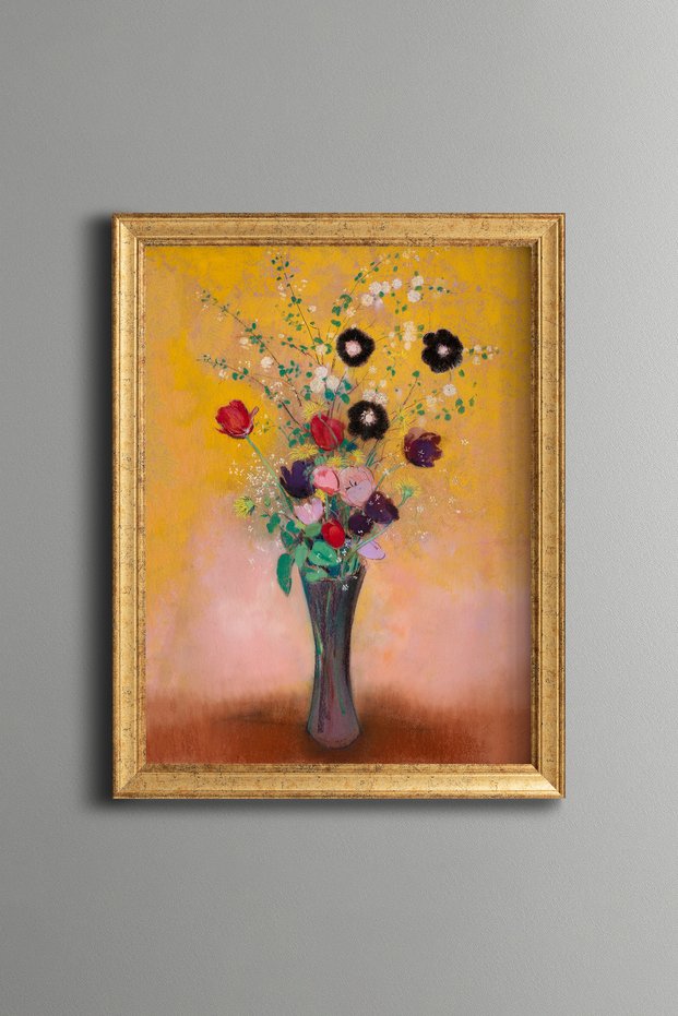 Floral Vase - Vintage Patterned Painting - Slim Model