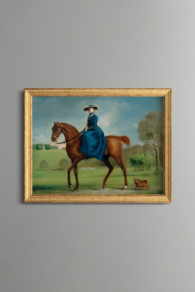 The Countess of Coningsby on Horseback - Vintage Patterned Painting - Slim Model