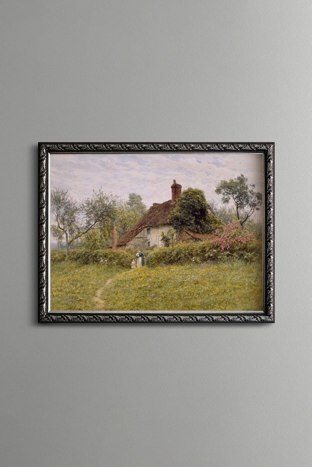 Country House and Garden - Vintage Patterned Painting - Slim Model