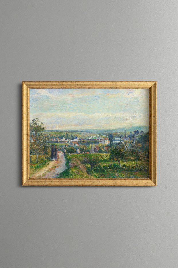 Saint-Ouen-L’Aumône Landscape - Vintage Patterned Painting - Slim Frame