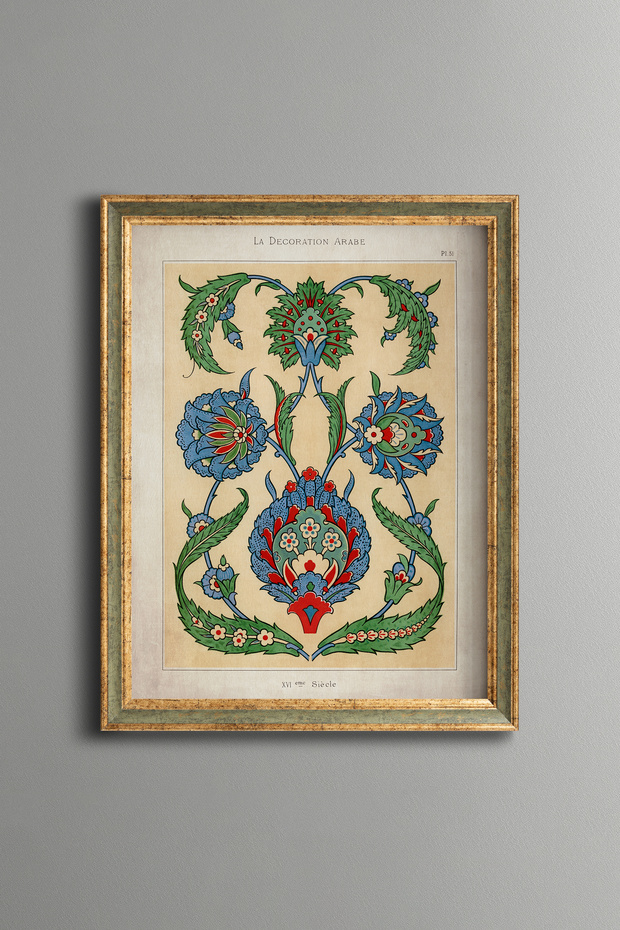 Blue Floral Ornament - Vintage Patterned Painting - Slim Model