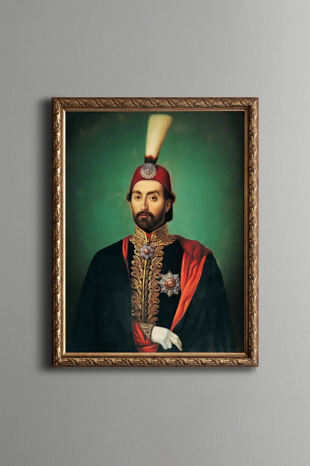 Portrait of Sultan Abdulmecid - Vintage Patterned Painting - Slim Model