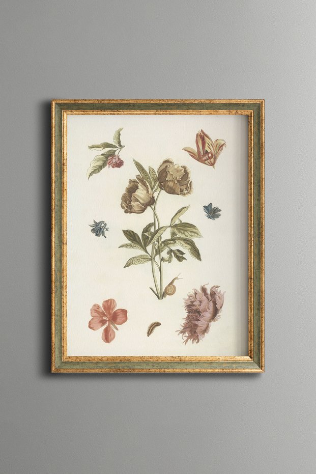 Flower and Fruit Branch - Vintage Patterned Painting - Slim Model