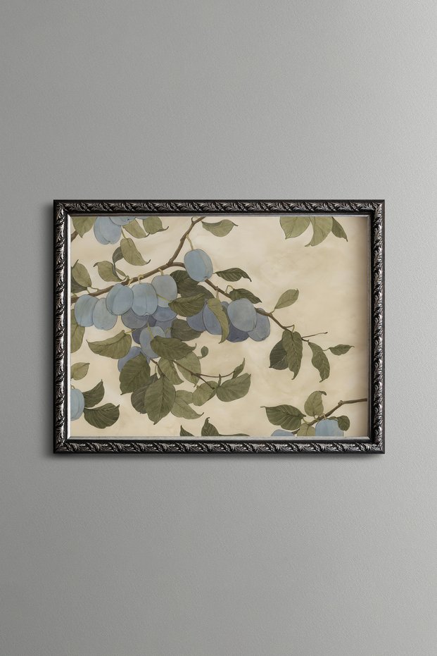 Green Leaf Branch - Vintage Patterned Painting - Slim Model