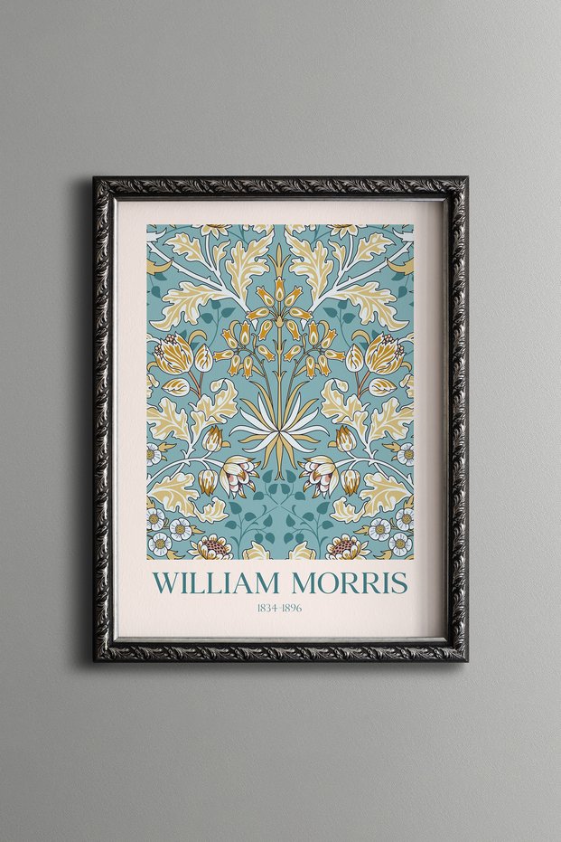 Blue and Yellow Floral Pattern - Vintage Patterned Painting - Slim Model
