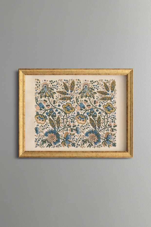 Blue Floral Ornament - Vintage Patterned Painting - Slim Model