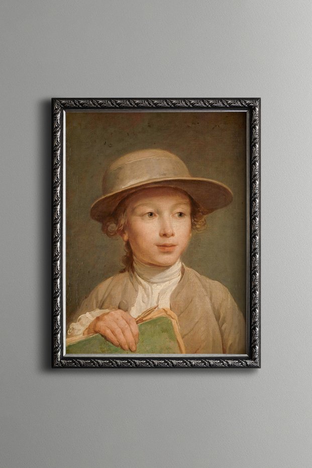 Portrait of a Girl - Vintage Patterned Painting - Slim Model