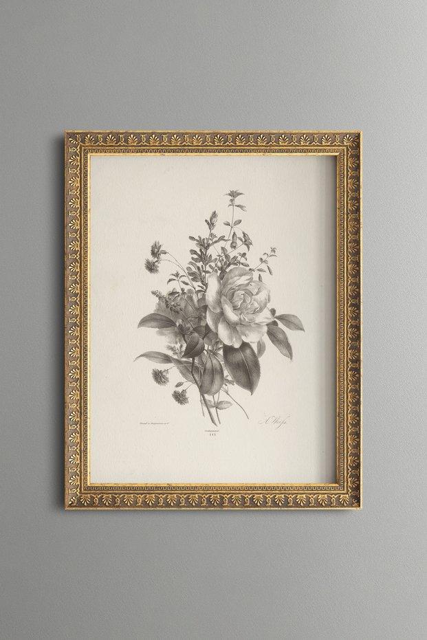 Wildflower Bouquet - Vintage Patterned Painting - Slim Frame