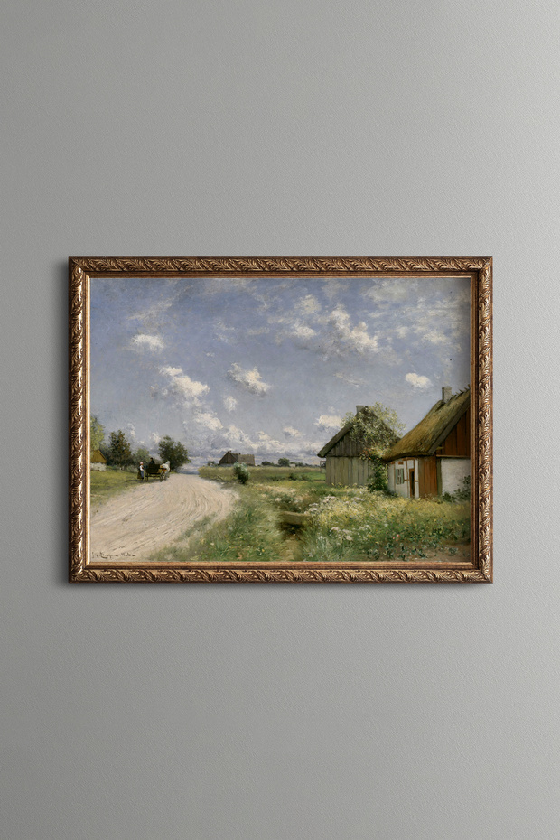 Village Scenery - Vintage Patterned Painting - Fine Model