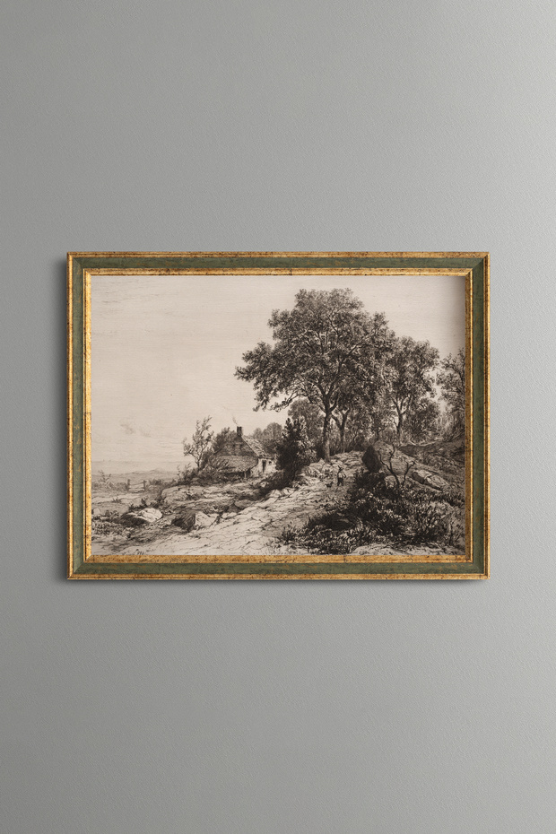 Woodland Landscape - Vintage Patterned Painting - Slim Model