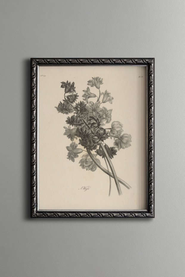 Elegant Wildflowers - Vintage Patterned Painting - Slim Frame