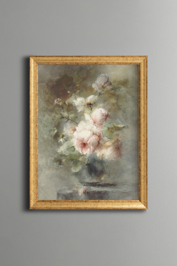 Roses in a Vase - Vintage Patterned Painting - Fine Model