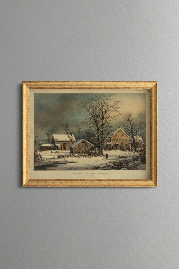 A Cold Morning in the Countryside - Vintage Patterned Painting - Slim Model