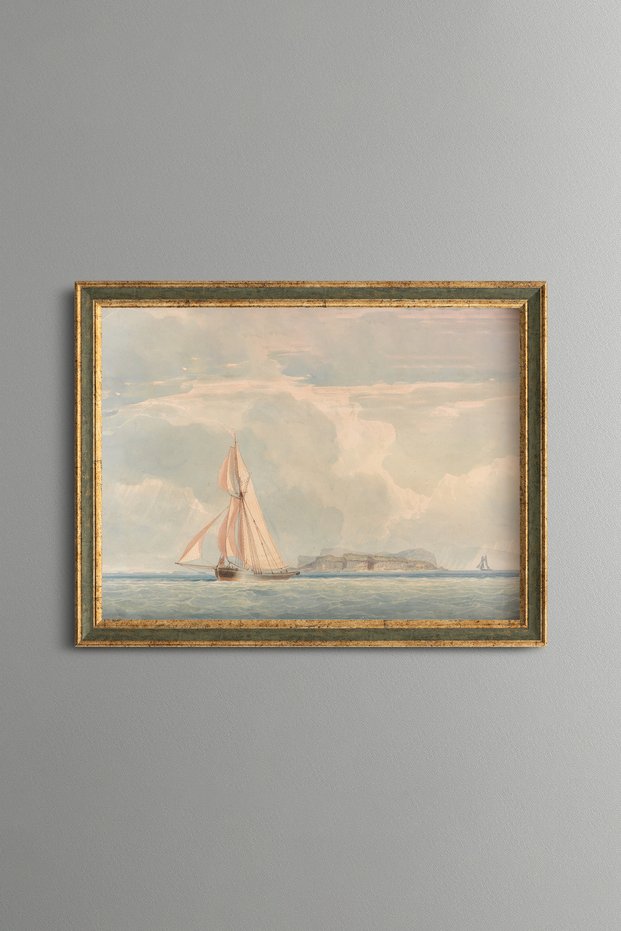 Sailing Boat on the Sea - Vintage Patterned Painting - Slim Model
