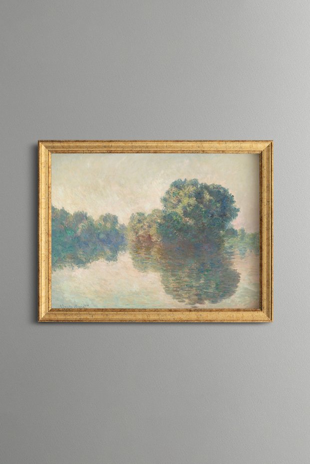 Foggy Lake View - Vintage Patterned Painting - Slim Model
