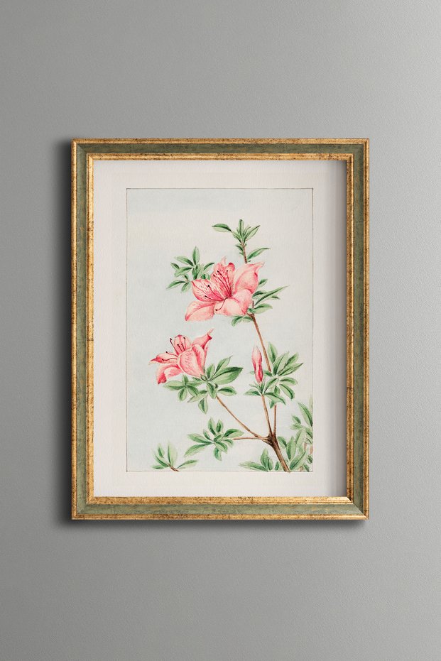 Pink Floral Branch - Vintage Patterned Painting - Slim Model