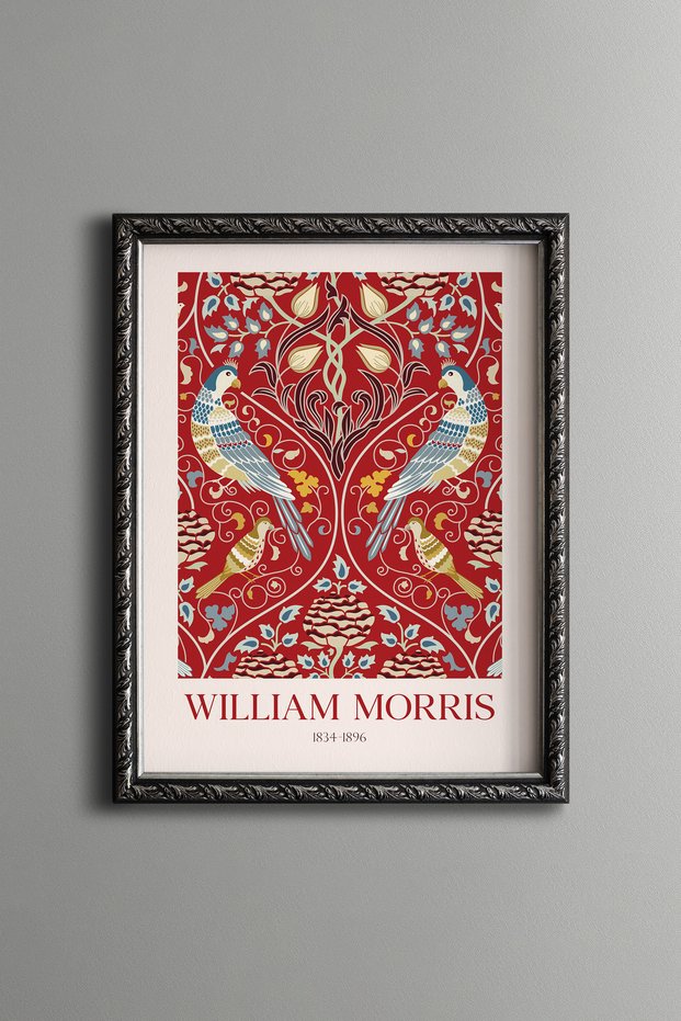 Red Pattern - Vintage Patterned Painting - Slim Model