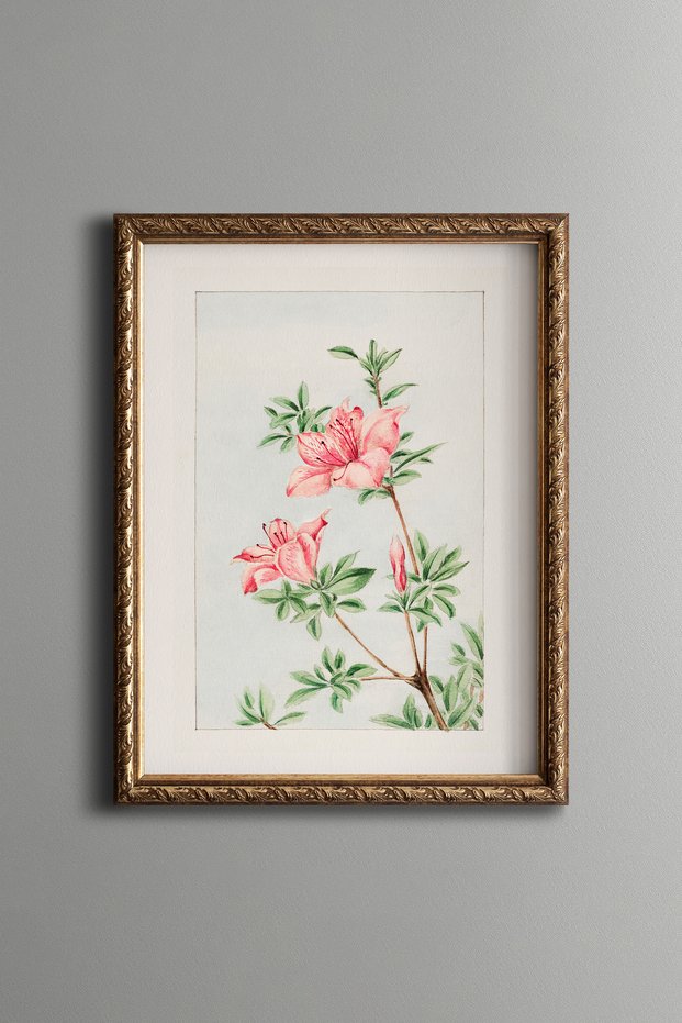 Pink Floral Branch - Vintage Patterned Painting - Slim Model