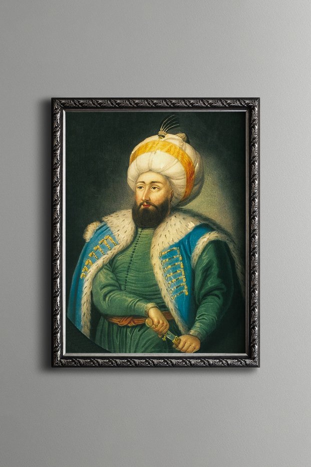 Portrait of Fatih Sultan Mehmet - Vintage Patterned Painting - Slim Model