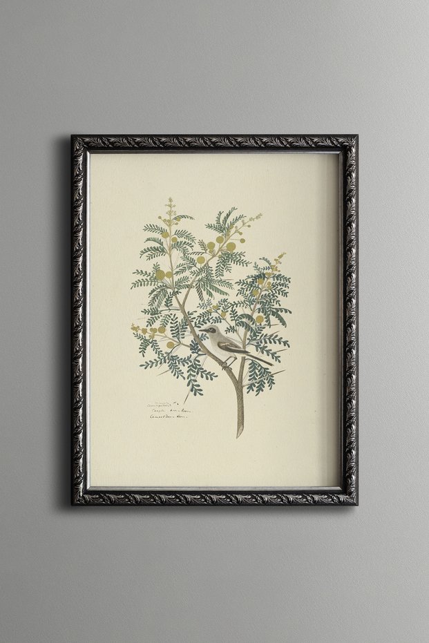Yellow Flower Branch - Vintage Patterned Painting - Slim Model