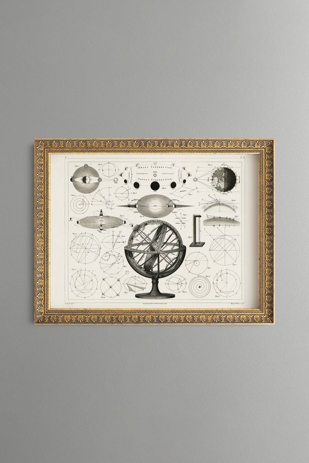 Celestial Spheres and Astronomy - Vintage Patterned Painting - Slim Model