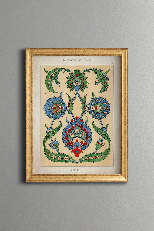 Blue Floral Ornament - Vintage Patterned Painting - Slim Model