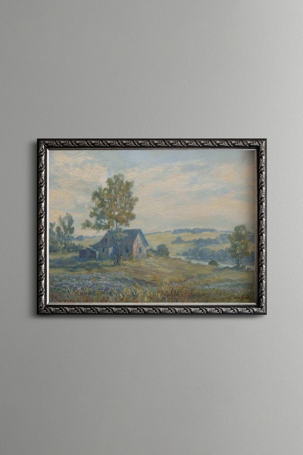 Village and Countryside Scenery - Vintage Patterned Painting - Slim Model
