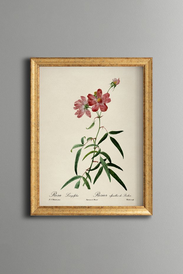 Pink Flower Branch - Vintage Patterned Painting - Slim Model