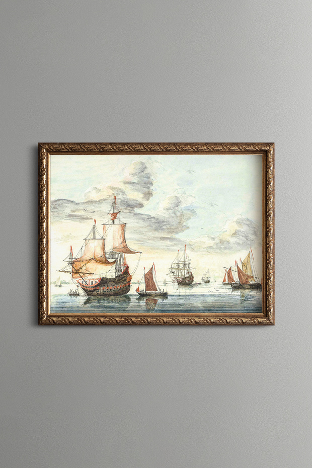 Serenity on the Sea - Vintage Patterned Painting - Slim Model