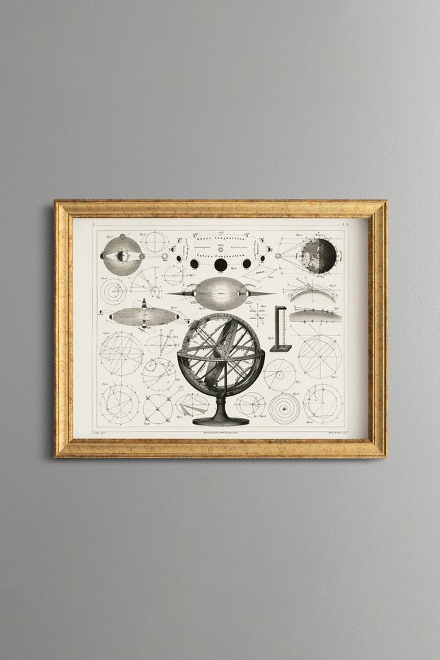 Celestial Spheres and Astronomy - Vintage Patterned Painting - Slim Model