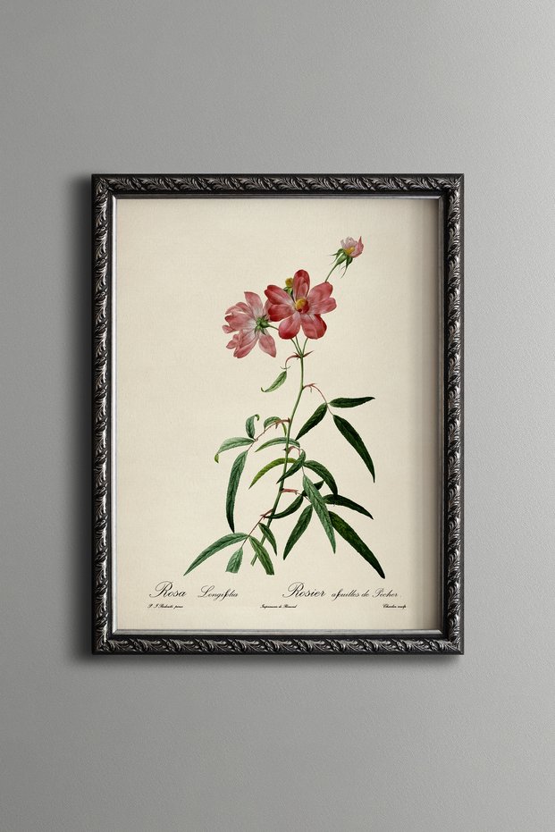 Pink Flower Branch - Vintage Patterned Painting - Slim Model
