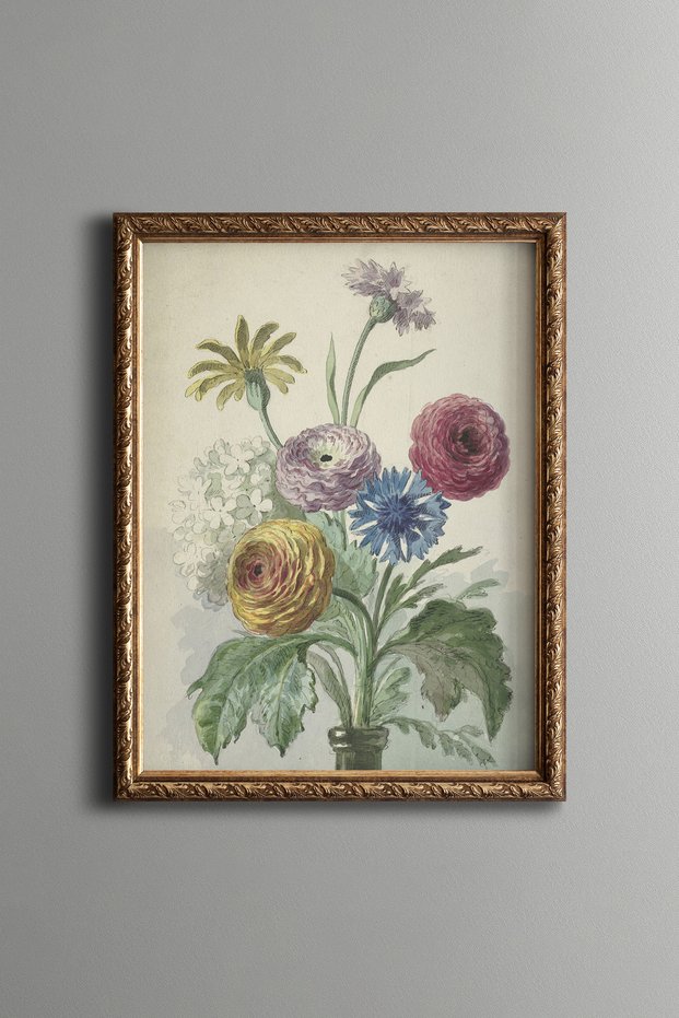 Colorful Flower Branches - Vintage Patterned Painting - Slim Model
